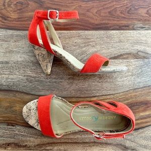 *NEW* Andrew Geller Red Cork Alyssa Sandal Heels